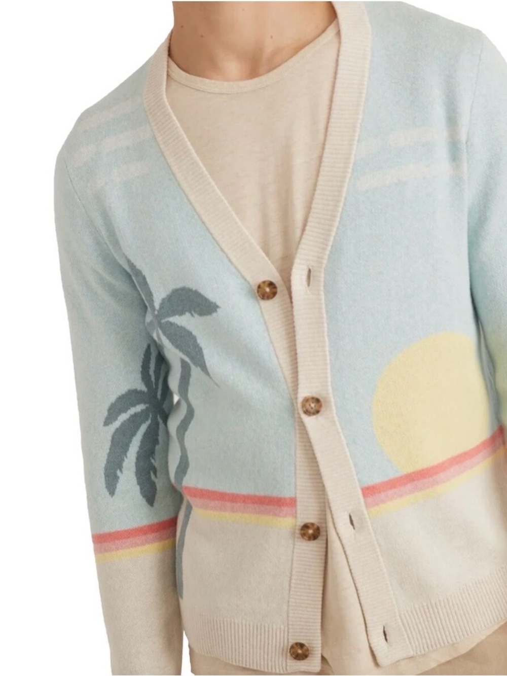 Marine Layer Men’s Intarsia cardigan beach scape size M